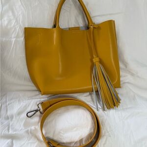 Mustard Yellow Tote Bag with Tassel